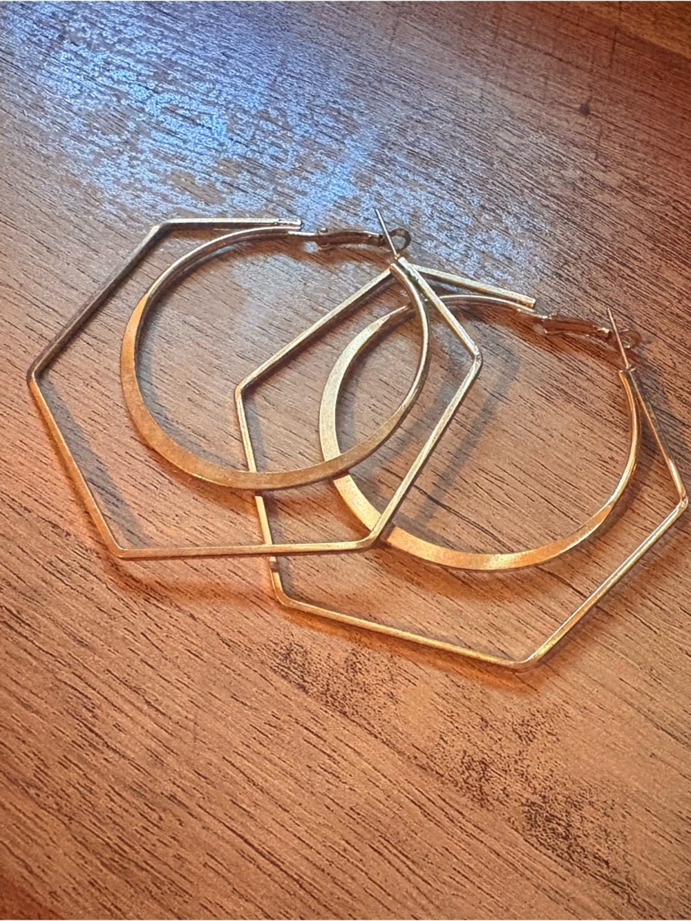 Gold Geometric Double Hoop Large Fashion Earrings